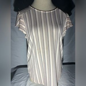 Pink lines blouse with ruffled sleeves  (M)